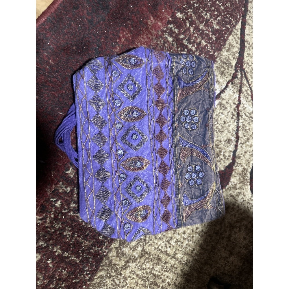 Prasanthi Handicrafts Boho Embroidered Tote Bag Purple Elephant Festival India